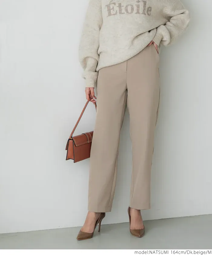 日本 COCA - 薄款打褶洗鍊修身錐型褲-米杏