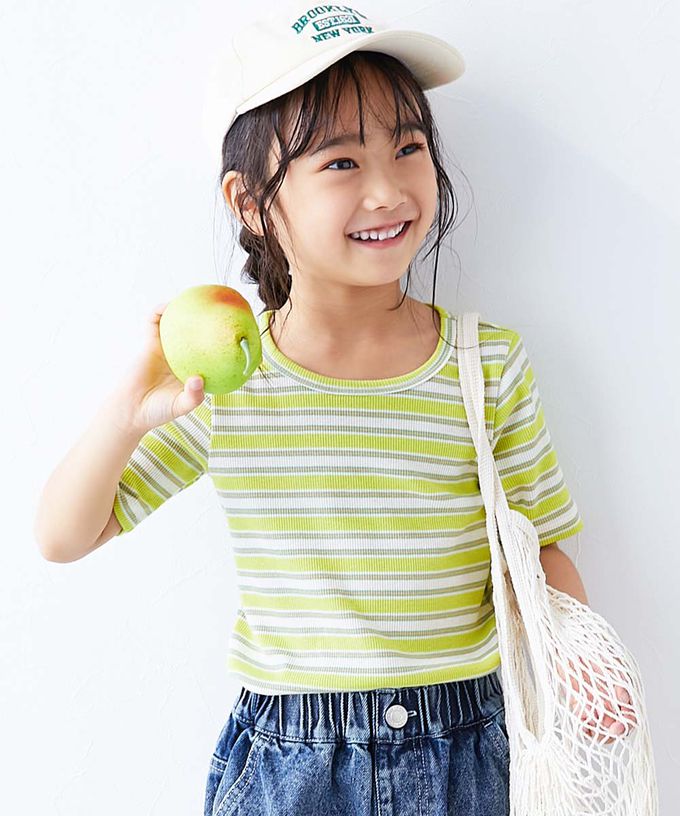 日本 devirock - 清爽夏日線條配色短袖上衣-藍白