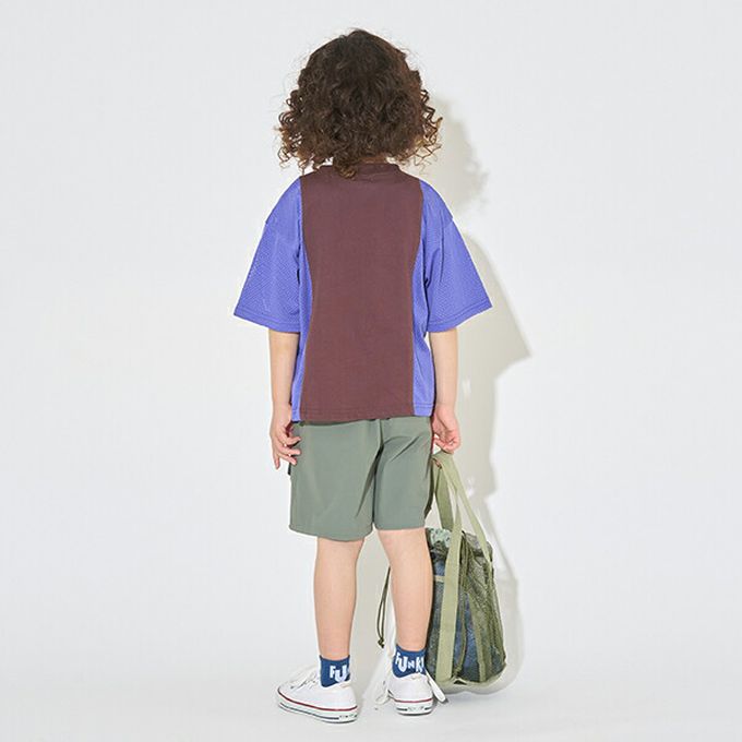 日本 b-ROOM - 透氣網眼數字印花T恤-深棕x藍紫