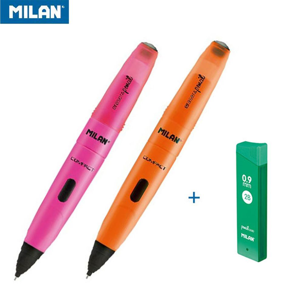 MILAN - 自動鉛筆_側壓式_0.9mm(2入)+0.9筆芯(1入)-自信橘/蜜桃紅