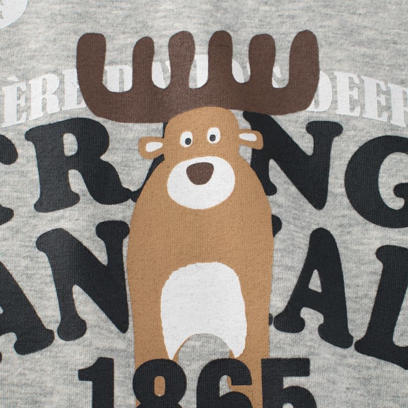 圓領長袖大學T-1865麋鹿-灰色