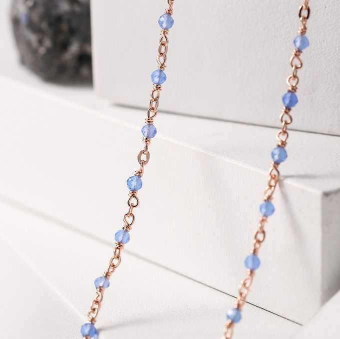 韓國 Soo&Soo - (925純銀)古典藍玉髓項鏈 (長度40cm)