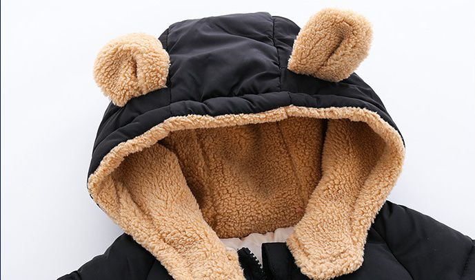 WELLKIDS - 加厚造型暖暖連帽外套-熊熊耳朵-米白色