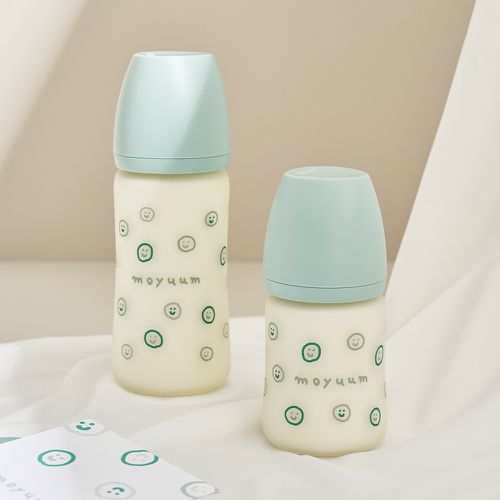 寬口矽膠玻璃奶瓶-微笑泡泡-150ml(0m+)
