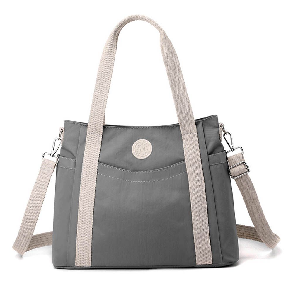 2WAY防潑水多夾層大容量單肩/斜背包-附長背帶-灰色 (38x13x29cm)
