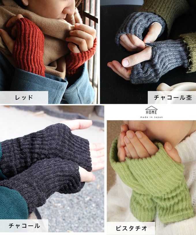 日本女裝代購 - 日本製 絲綢混拇指洞半截手套-卡其 (F)