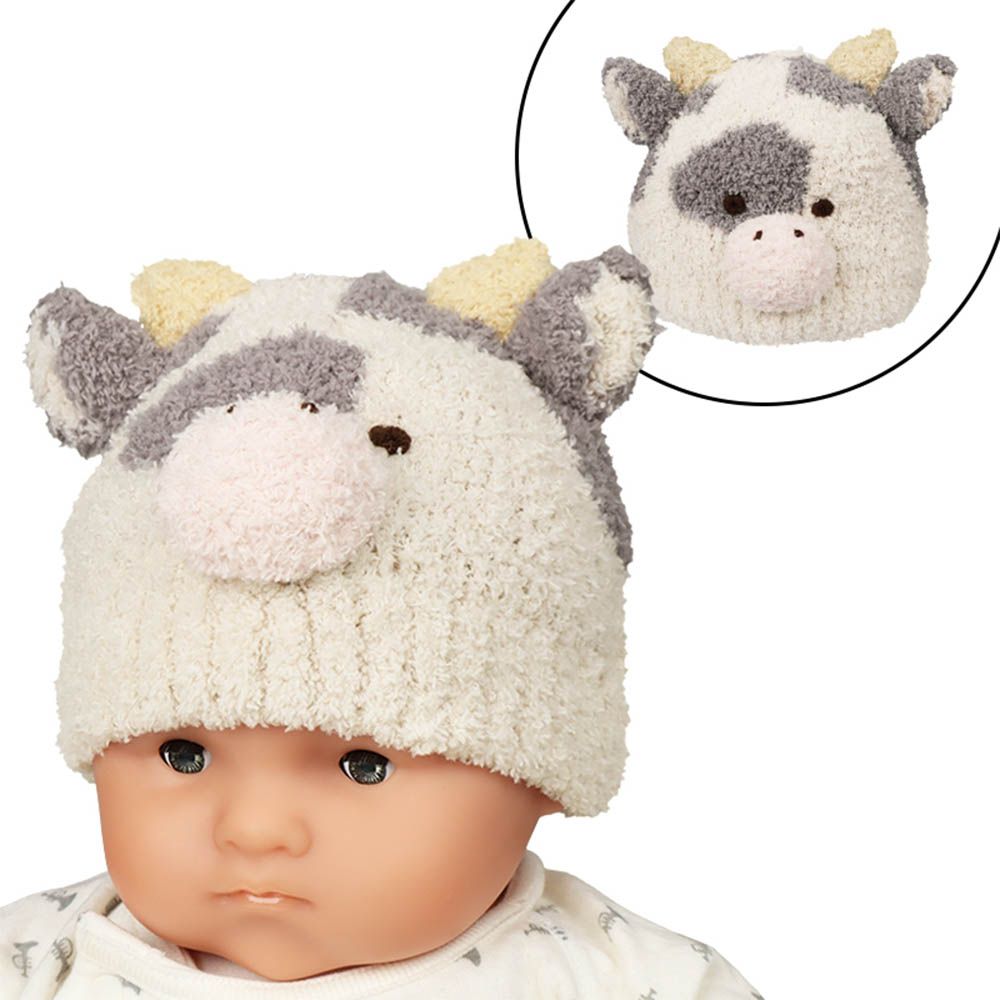 嬰幼兒針織帽-毛茸茸動物-灰色