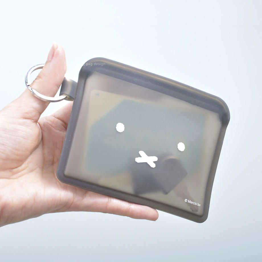 日本P+G design - 米飛透明矽膠小物收納包/卡片收納-米飛臉-白