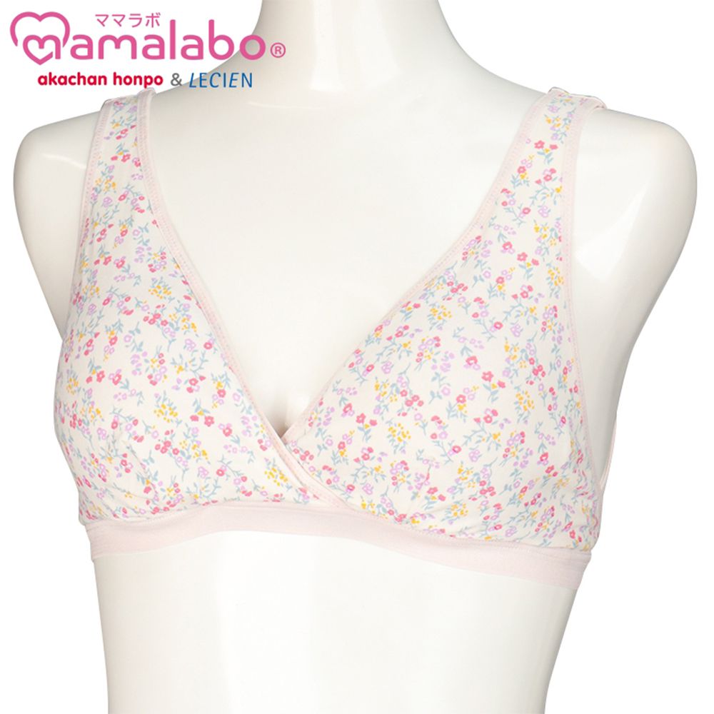 輕鬆哺乳半截式內衣-鉤扣款 小花-粉紅色