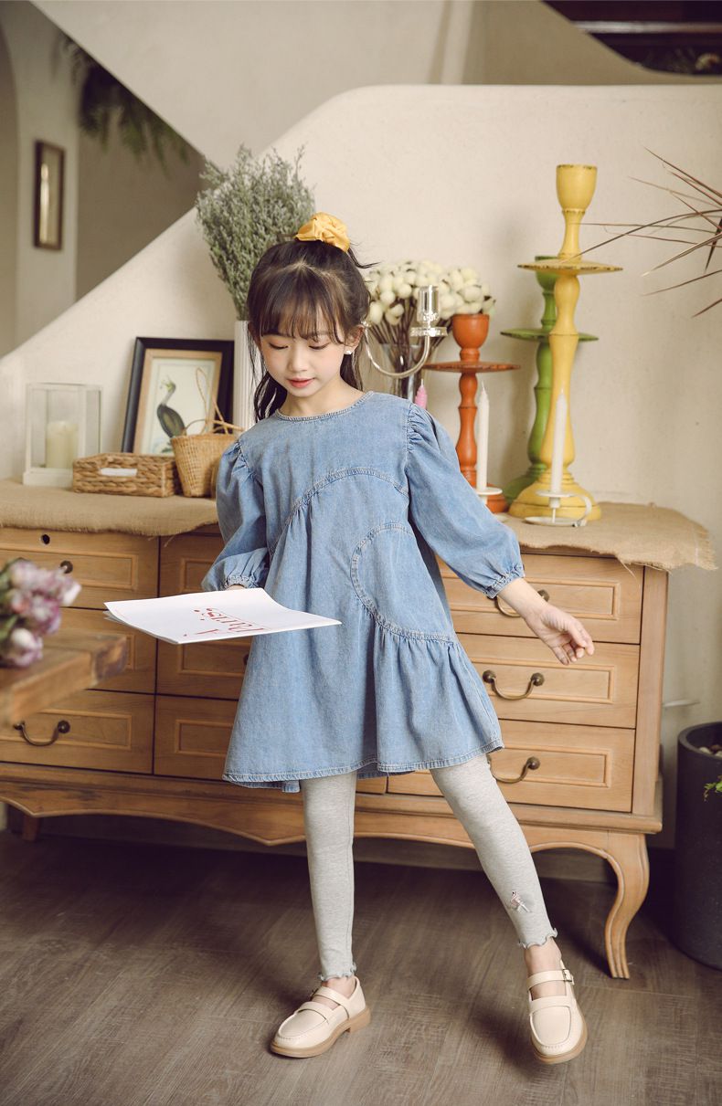 FANMOU - 內搭褲-蕾絲天鵝-灰色