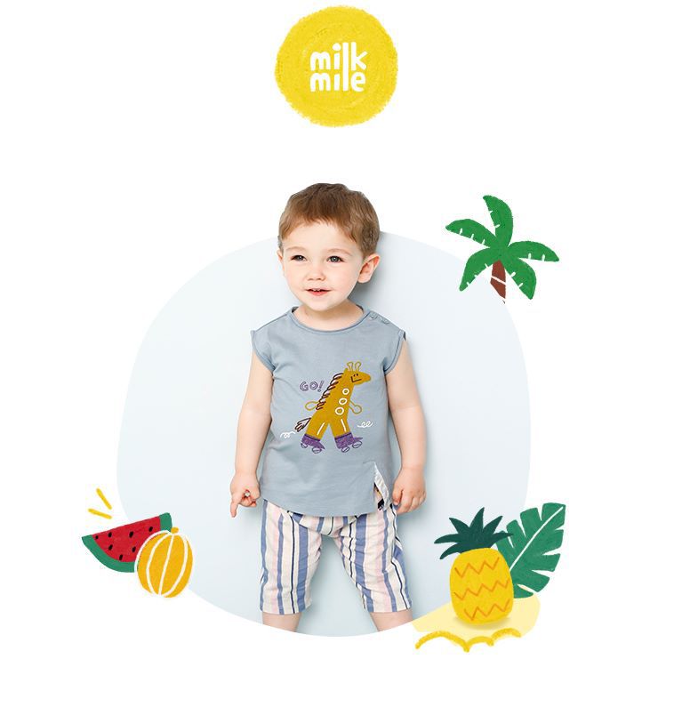 韓國 milk mile - 溜冰長頸鹿套裝-橘棕