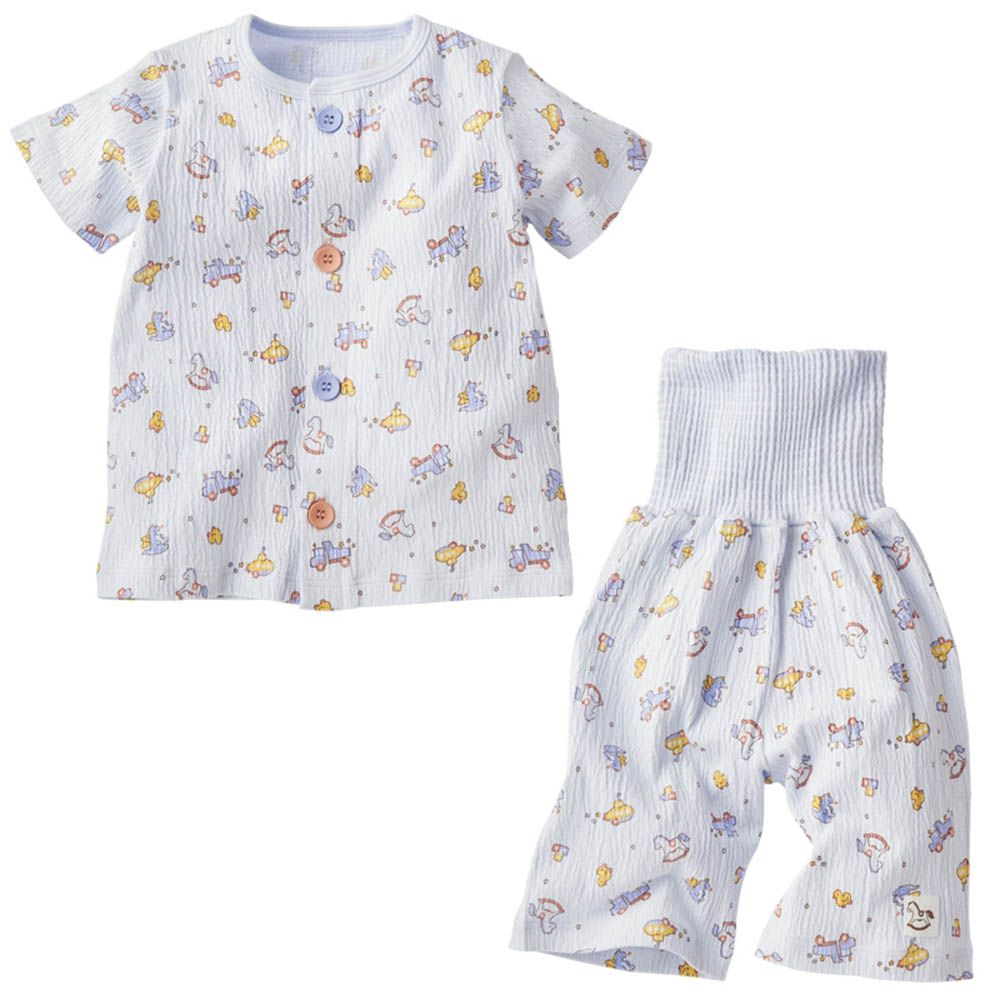 短袖家居服 穿衣練習-前開式 玩具-淺藍色