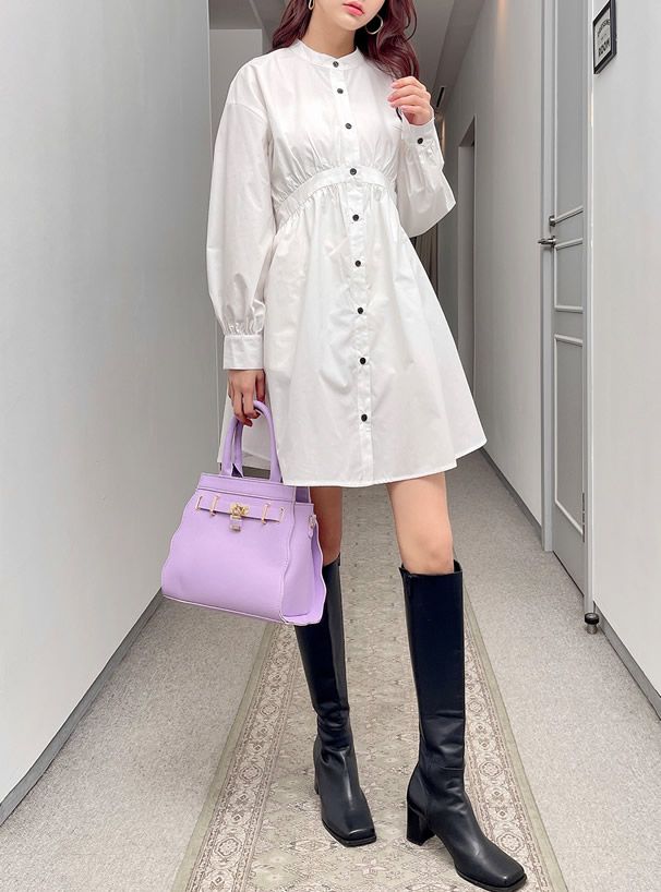 日本 GRL - 2WAY波浪時尚皮質手提包/側背包-天使白