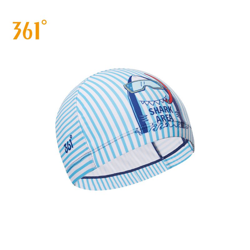 361° - 兒童印花矽膠泳帽-大鯊魚-紅色 (頭圍55cm以下)