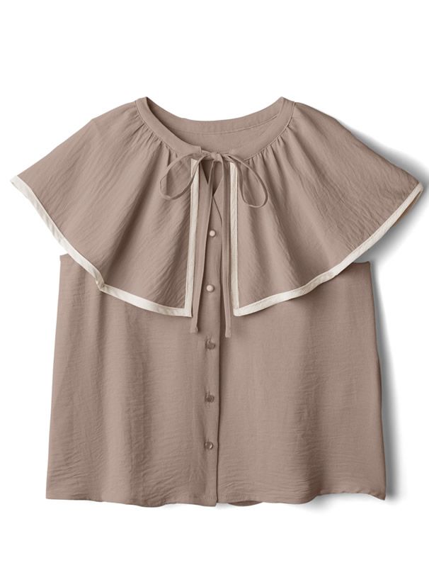 日本 GRL - 氣質大領撞色滾邊無袖上衣-白