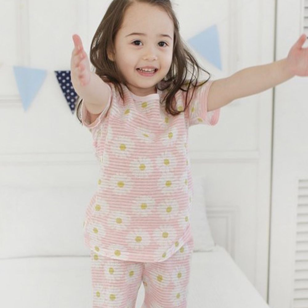 韓國Jota - 韓國製100%純棉短袖家居服-粉色小花