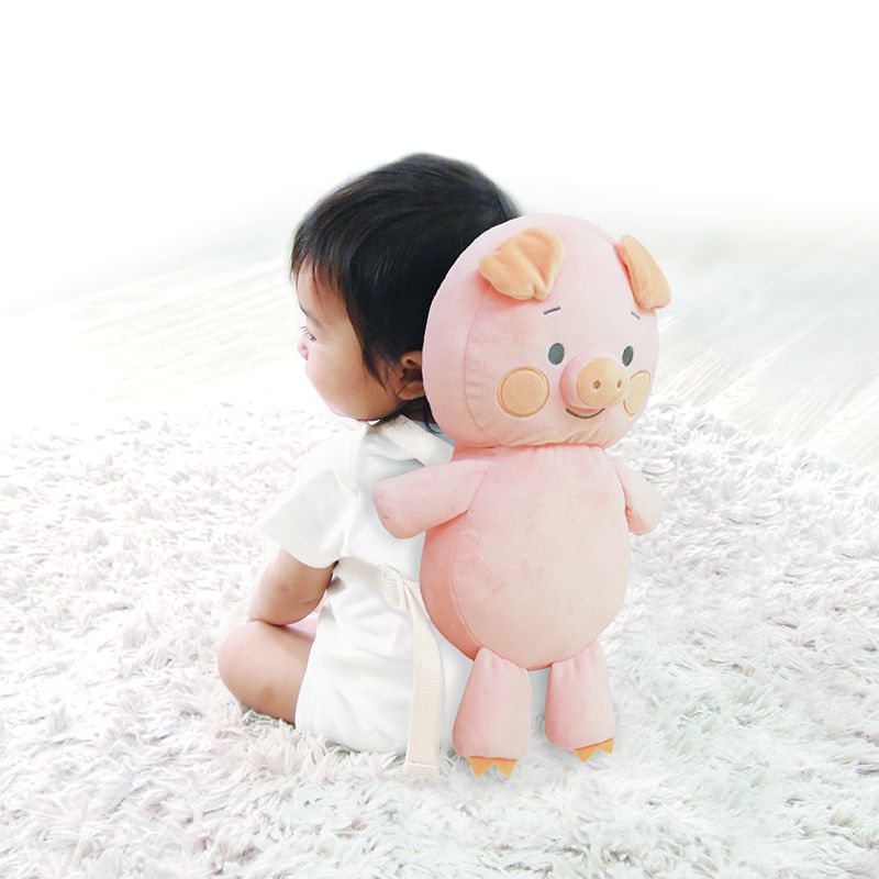 akachan honpo - 嬰兒防護枕背包 小豬-粉紅色 (本體約32x18cm)