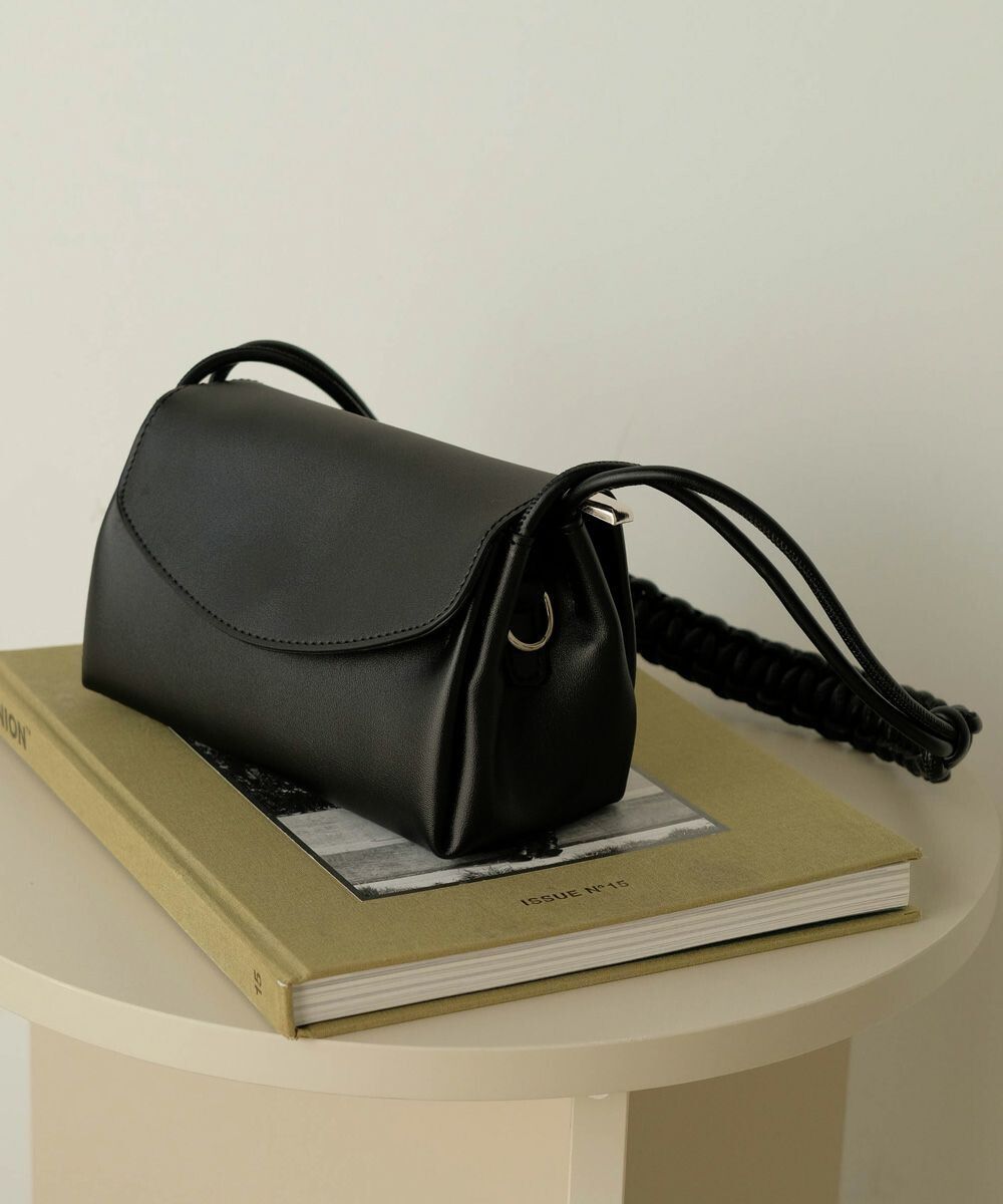 日本 Bab - 編織背袋皮革肩背小包-黑