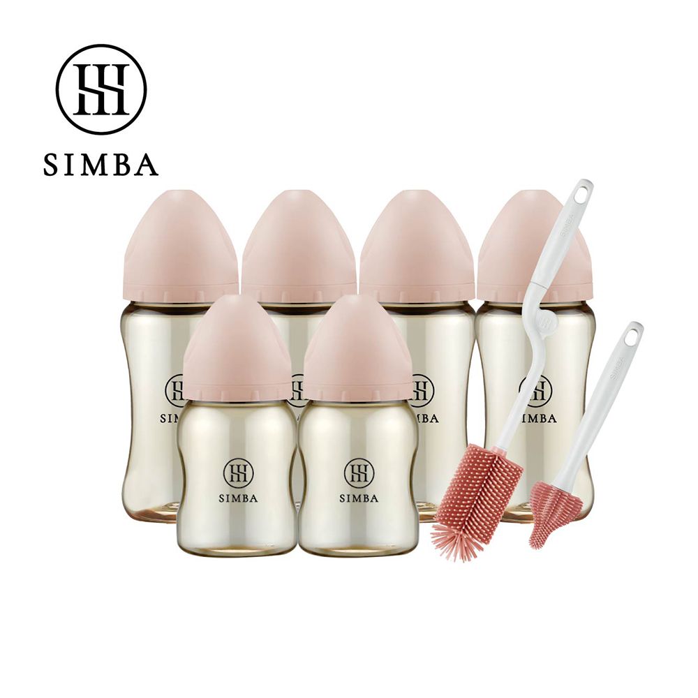 省力洗瓶！蘊蜜鉑金PPSU寬口奶瓶極淨組-小流量新生適用-栗粉