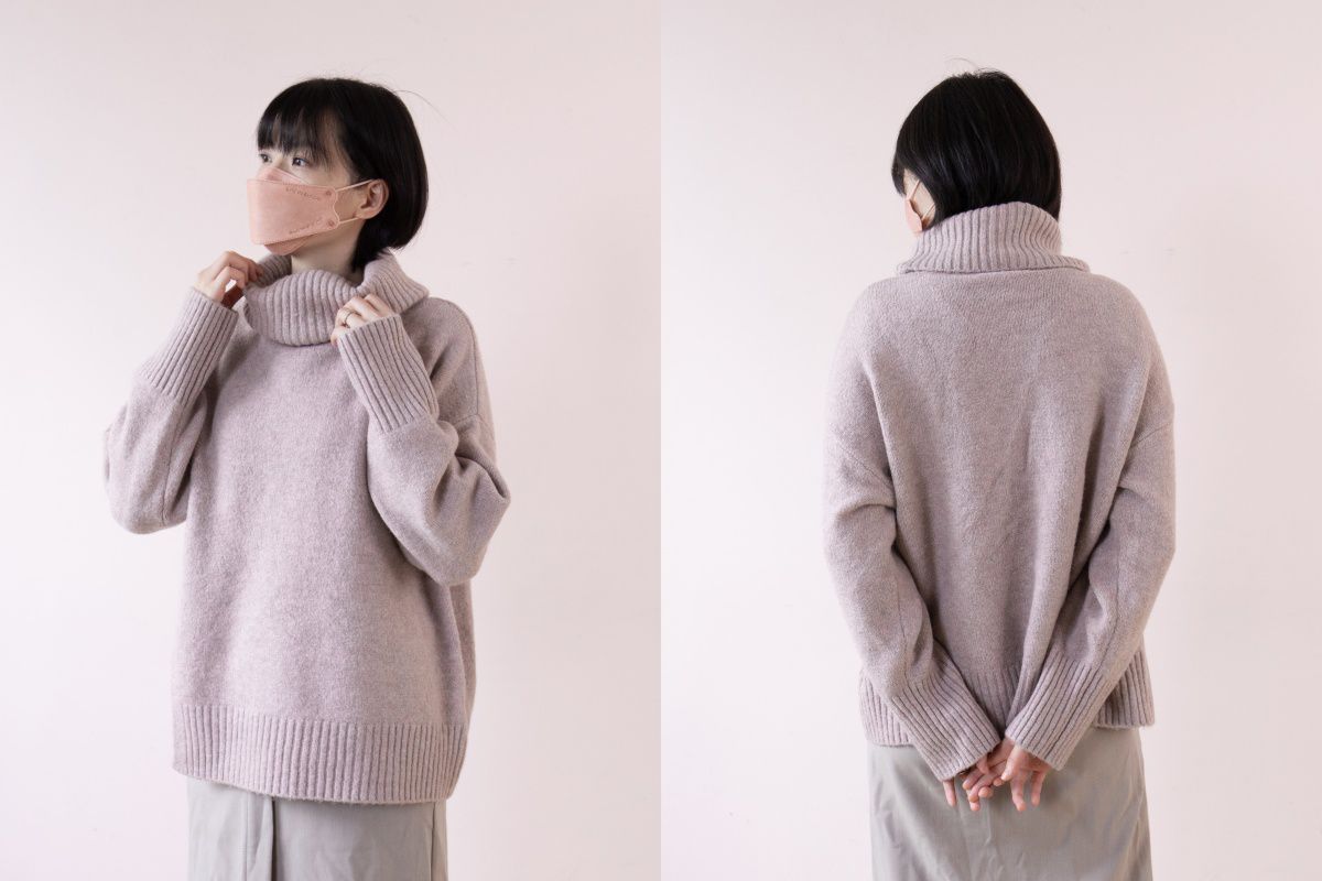 日本 libelle more - 薄紗拼接羅紋長袖上衣-杏