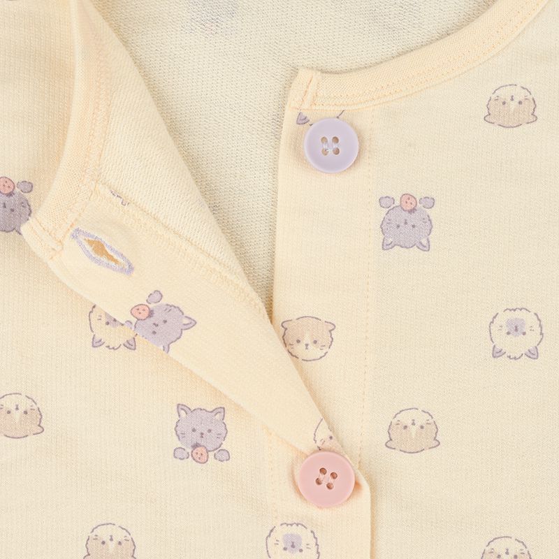 akachan honpo - 長袖家居服 穿衣練習-小貓-象牙白色