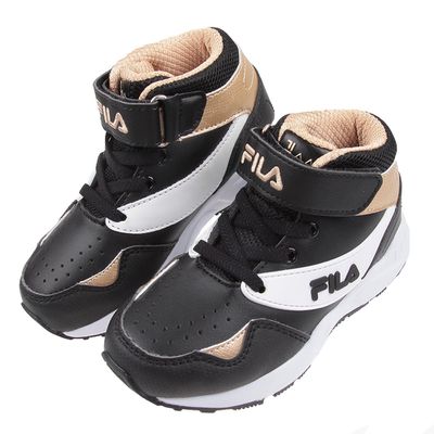 FILA - (18~24公分)經典中筒黑金色兒童機能運動鞋
