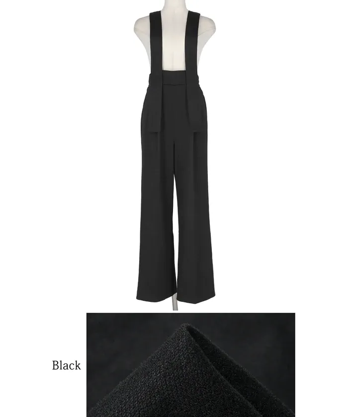 日本 COCA - 文藝復古彈性吊帶褲-大人-黑