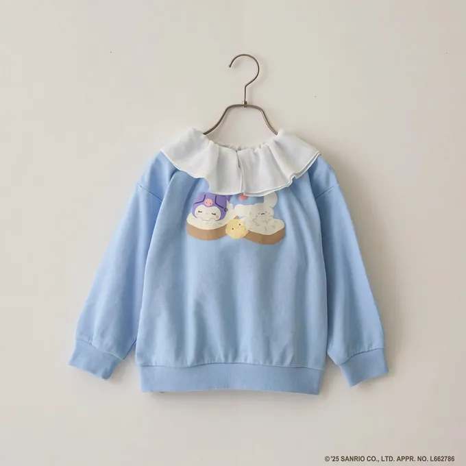 日本 Lycee mine - 連名款 正反兩穿純棉荷葉領長袖上衣-卡通人物三麗鷗-粉紅