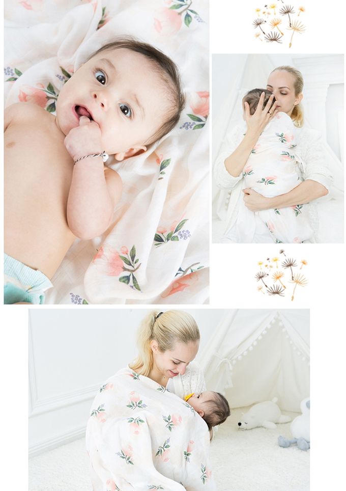 Muslin Tree - 手繪風雙層紗多功能嬰兒包巾-手繪熱帶雨林 (120*120cm)