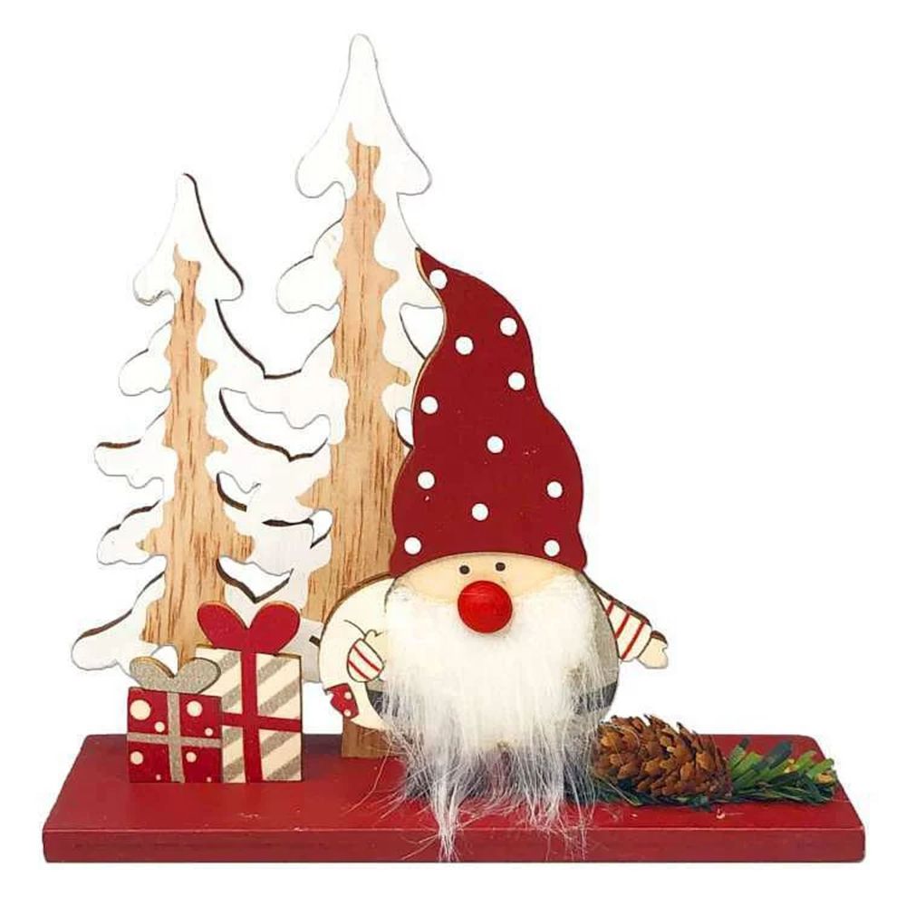 MODACore 摩達客 - 可愛點點紅帽聖誕老公公木質擺飾