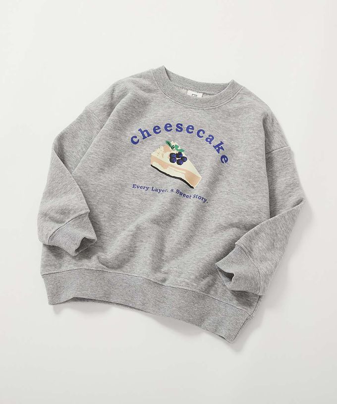 日本 devirock - 熱銷定番 女孩印花縮口長袖上衣-花朵-薄荷綠