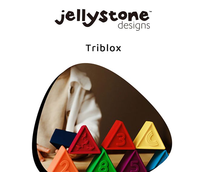 jellystone - 三角矽膠積木塔-馬卡龍粉彩