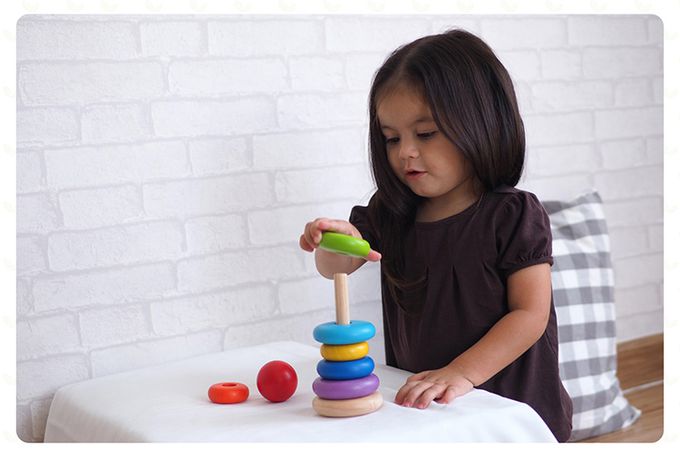泰國 Plantoys - 原木感統玩具-彩虹疊疊樂