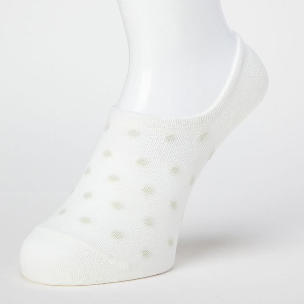 日本 okamoto - 超強專利防滑ㄈ型隱形襪-針織 超深履款-點點白 (23-25cm)