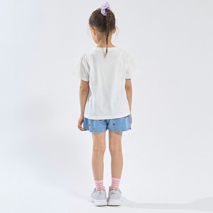 日本 Lycee mine - 100%棉 甜蜜印花短袖上衣-緞帶櫻桃-米白