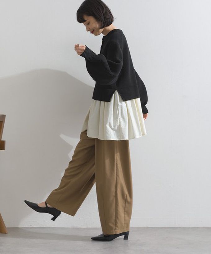 日本 ELENCARE DUE - 羅紋針織美型金扣層次長袖上衣-炭灰