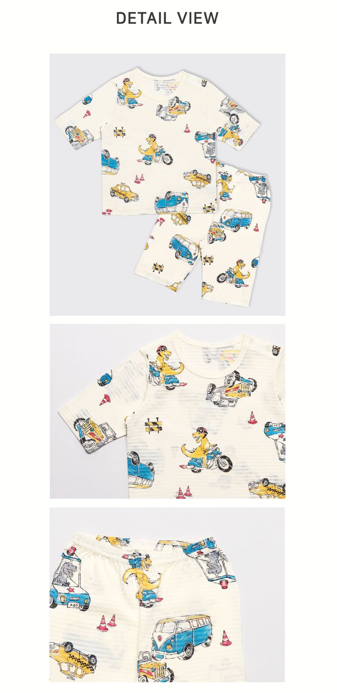 韓國 Mellisse - 韓製輕薄透氣7分袖家居服(無螢光棉)-恐龍車車