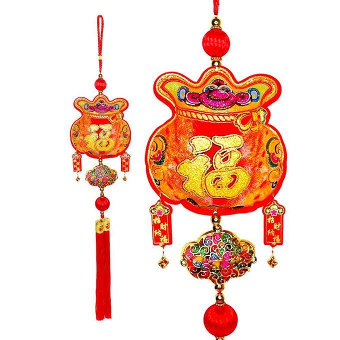 MODACore 摩達客 - ◉春節開運招財◉彩金福字寶袋精緻立體錢袋流蘇吊飾掛飾
