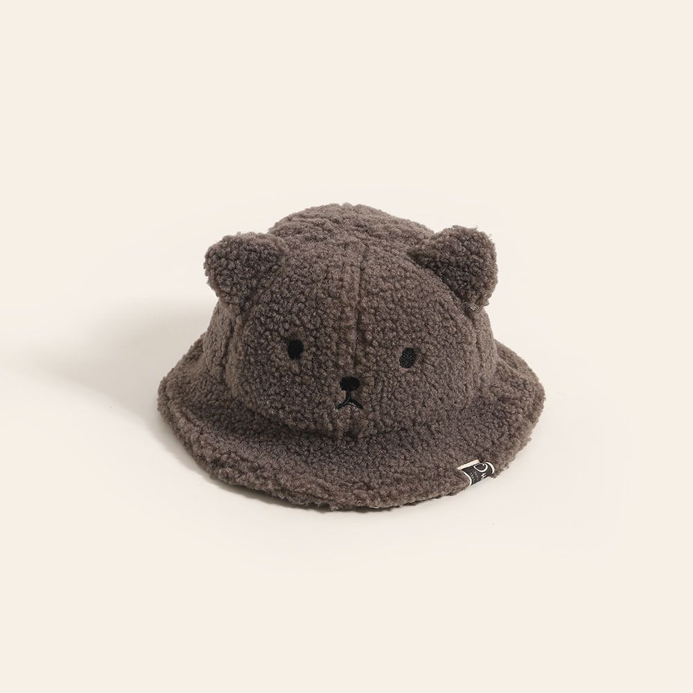 保暖卡通造型漁夫帽-小熊-白色 (帽圍48CM)