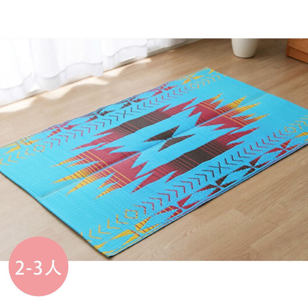 日本池彥 - 日本製防蟎蟲捲式野餐墊(2-3人)-大圖騰-藍紅 (約87×140cm)
