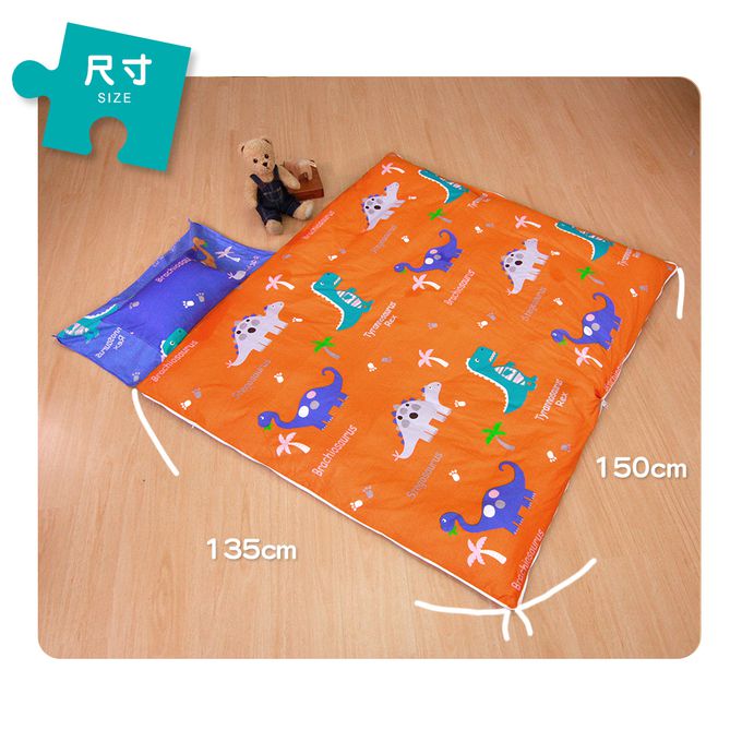 鴻宇 HongYew - 防螨抗菌100%美國棉鋪棉兩用兒童睡袋-恐龍公園-1896-藍