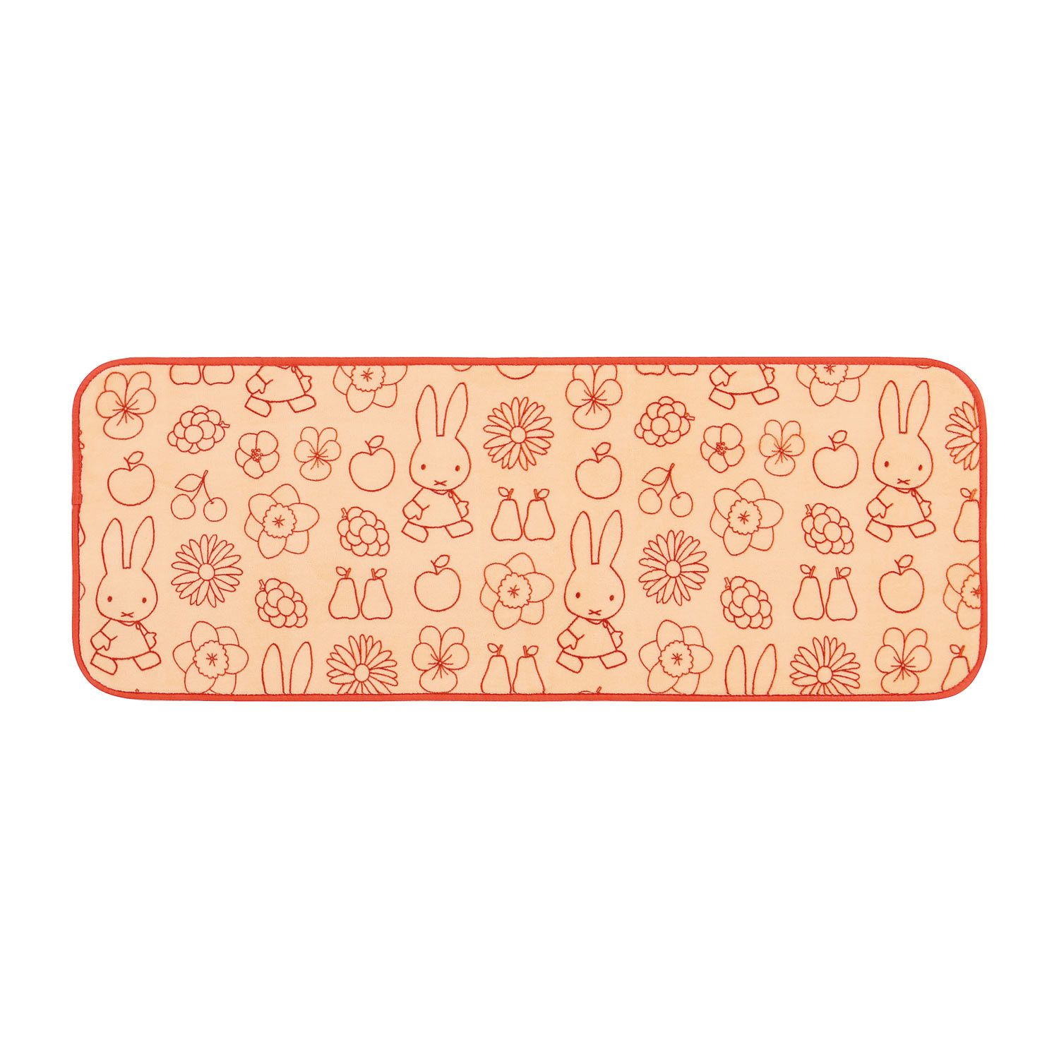 日本千趣會 - 米飛兔 長條型腳踏墊(廚房/臥室)-橘紅線條