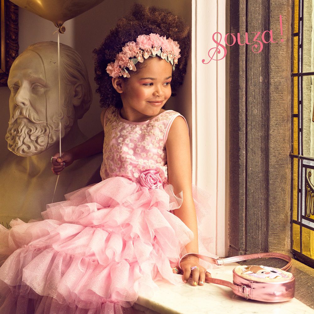 粉色花朵襯葉髮夾 2 件組