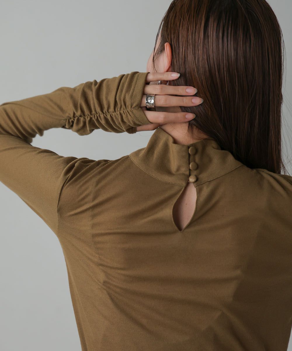 日本 Bab - 2WAY立領排扣薄長袖上衣-淺綠