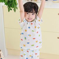 韓國 Ppippilong - 舒透提花短袖家居服/睡衣-彩萌動物-米白