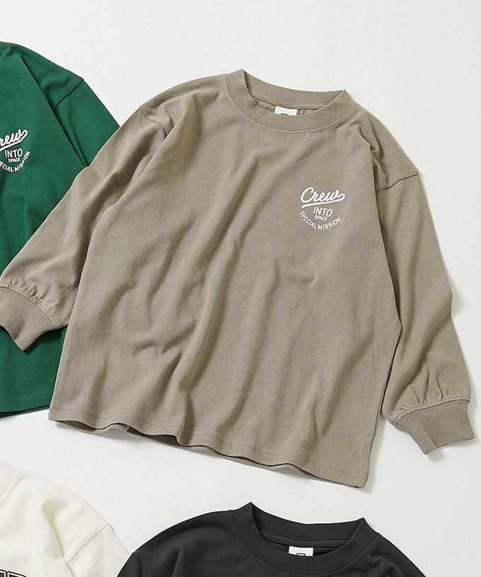 日本 devirock - 100%棉 定番印花寬版長袖上衣-PEACE-紫丁香