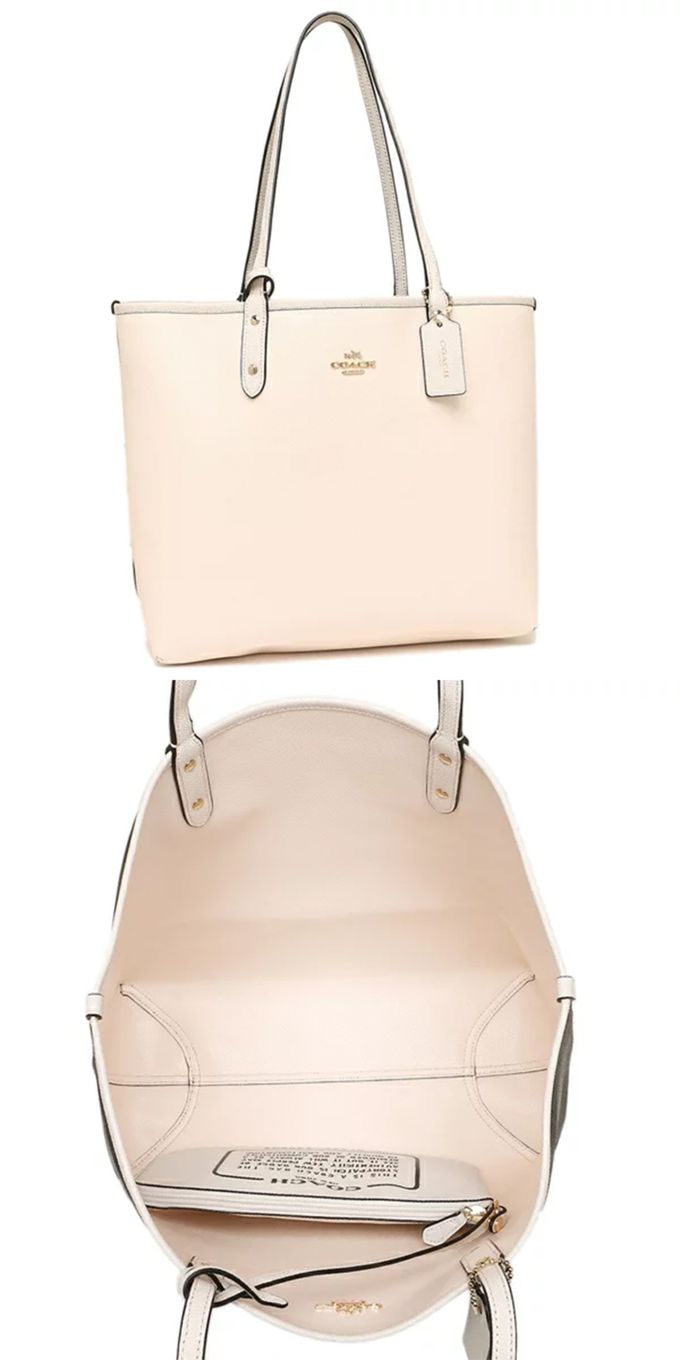 COACH - 馬車LOGO子母雙面托特包 (黑滾白邊)