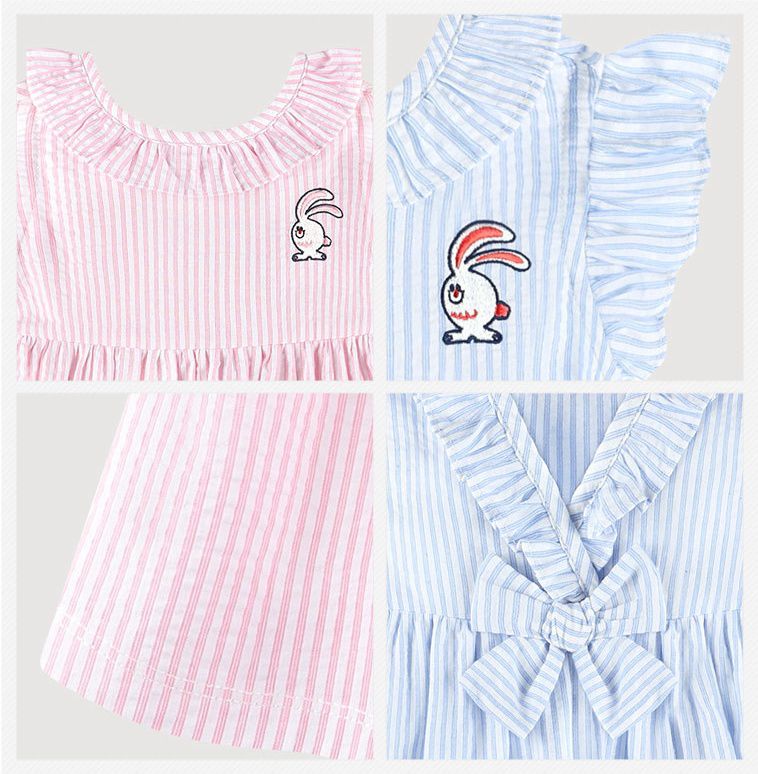 韓國 milk mile - 直線紋後背蝴蝶結洋裝-粉紅