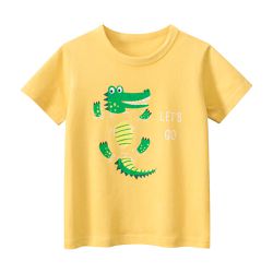 27KIDS - 純棉短袖上衣-萌萌鱷魚-黃色