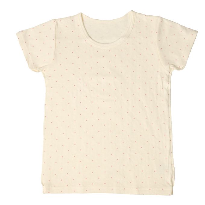 akachan honpo - 短袖圓領上衣2件組蓬鬆棉-櫻桃&點點-咖啡色